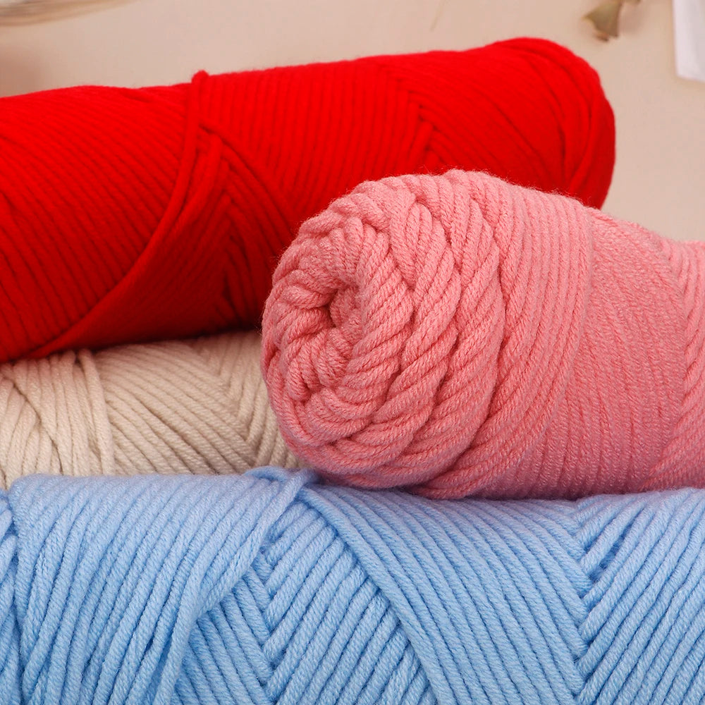 5pcs Cotton Select Thick Yarn – 500g Light Worsted Knitting & Crochet Wool