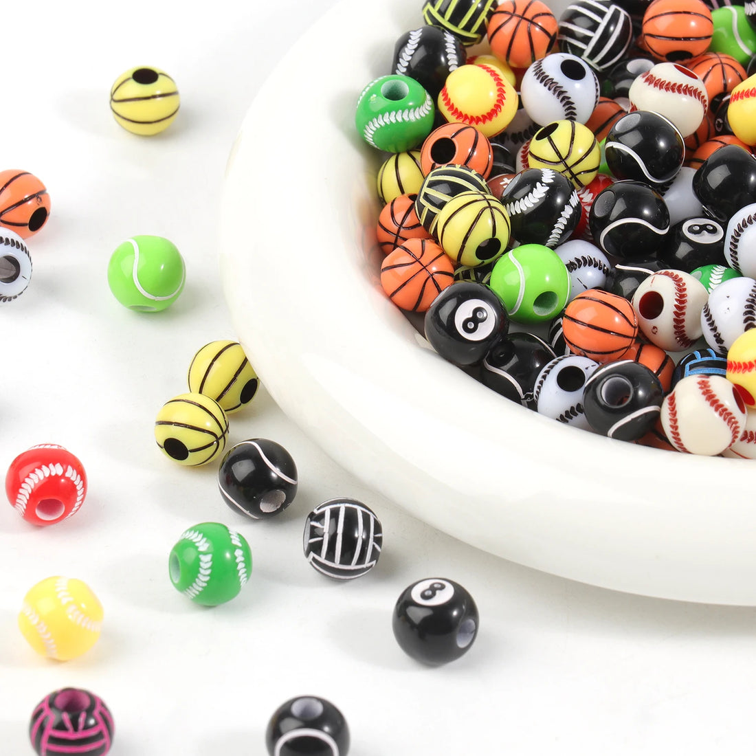 Sports Acrylic Beads – 20/50pcs Basketball