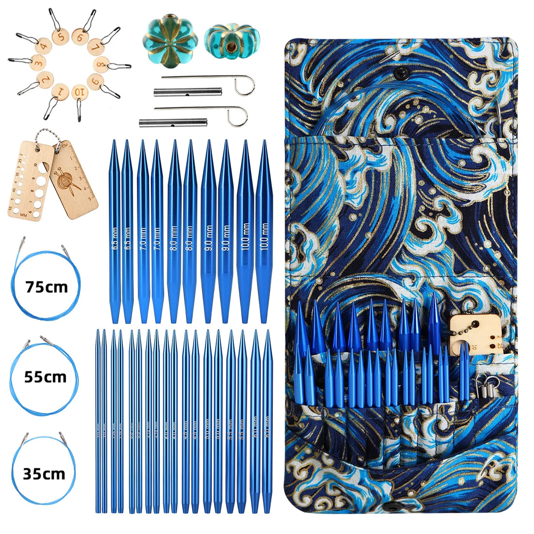 Aluminum Detachable Circular Knitting Needle Set with Storage Bag