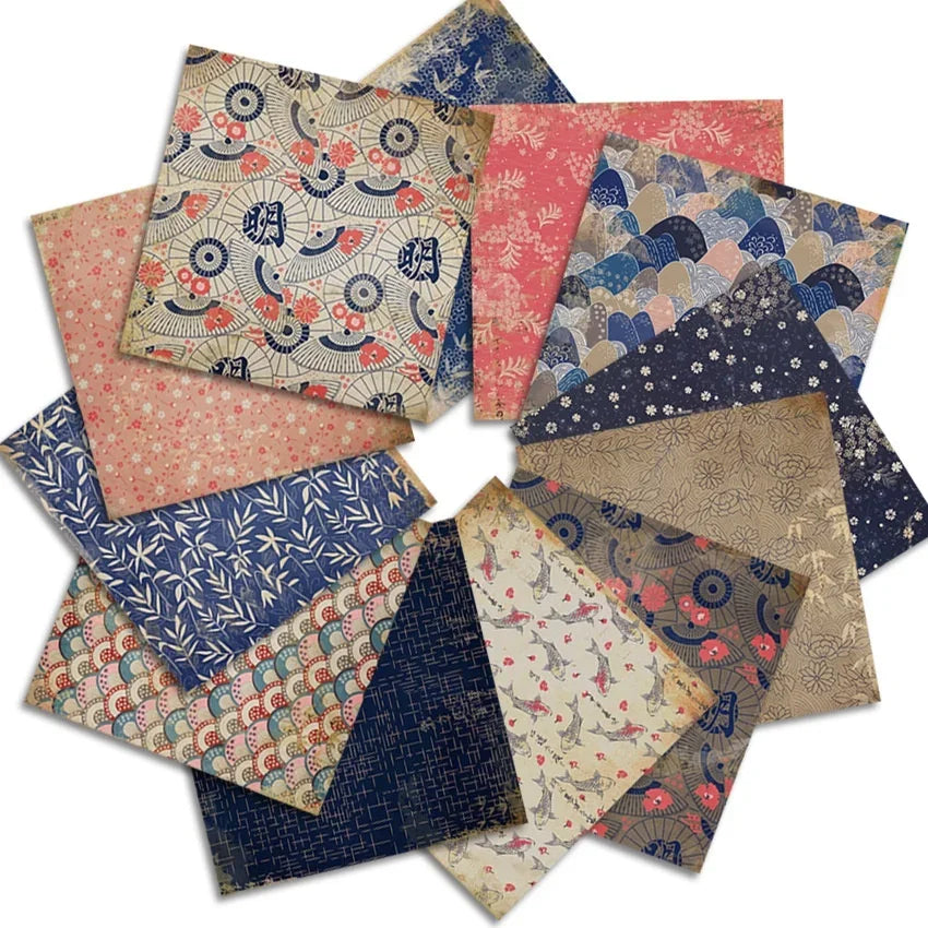 24-Sheet Vintage Japanese Craft Paper Pad – Origami & Scrapbooking