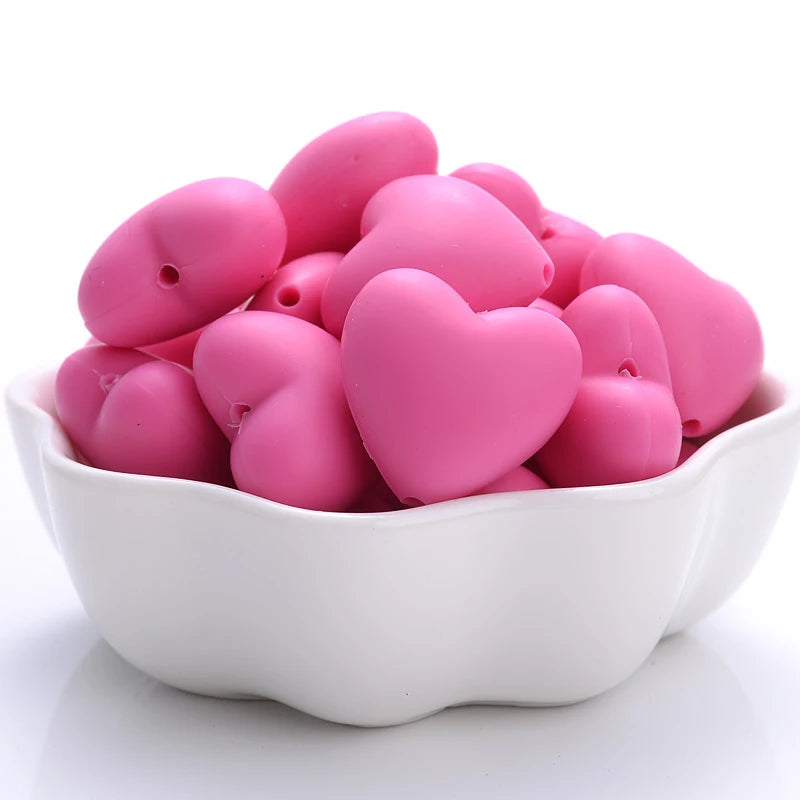Heart Silicone Teether Beads