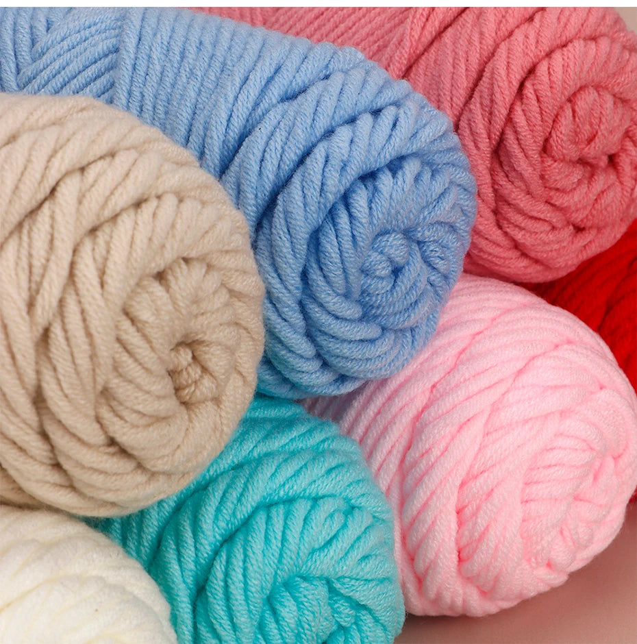 5pcs Cotton Select Thick Yarn – 500g Light Worsted Knitting & Crochet Wool