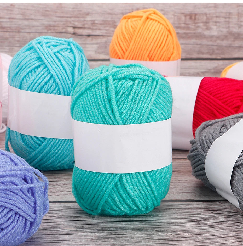 4 Ply Milk Cotton Yarn Set – 25/50pcs Soft Knitting & Crochet Threads