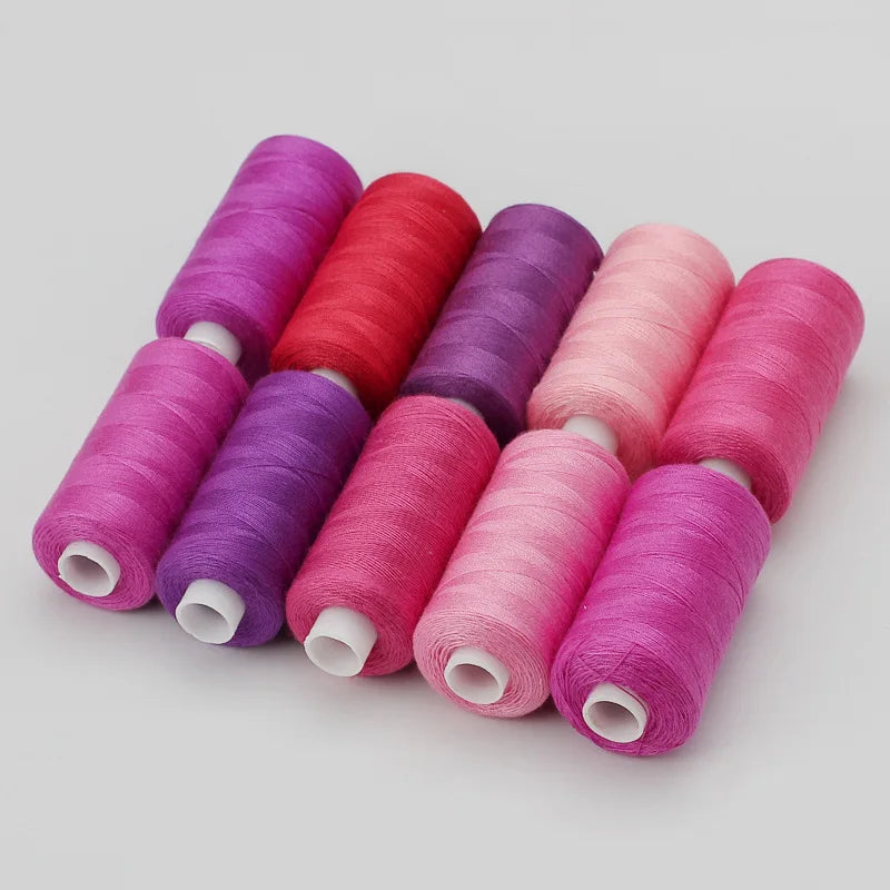 10-Color Polyester Sewing Thread Set – 400 Yards per Spool