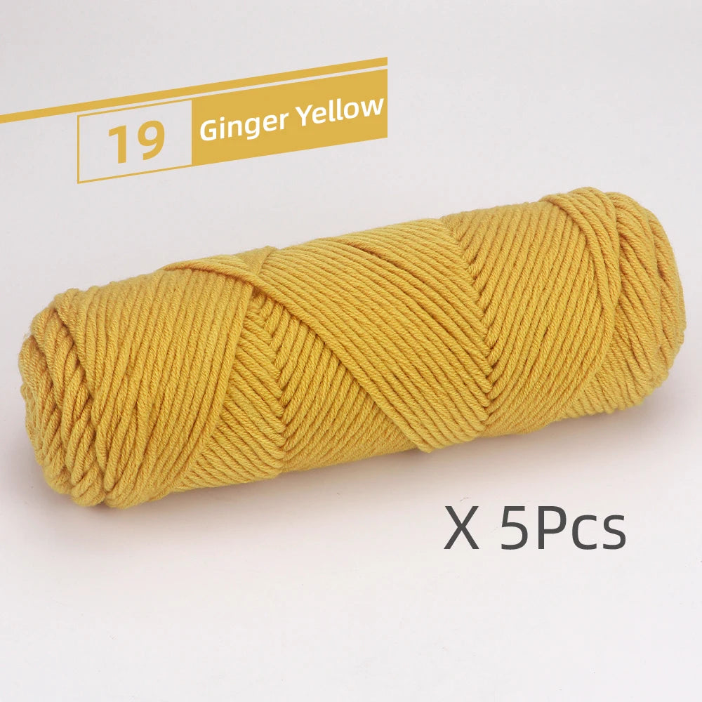 5pcs Cotton Select Thick Yarn – 500g Light Worsted Knitting & Crochet Wool