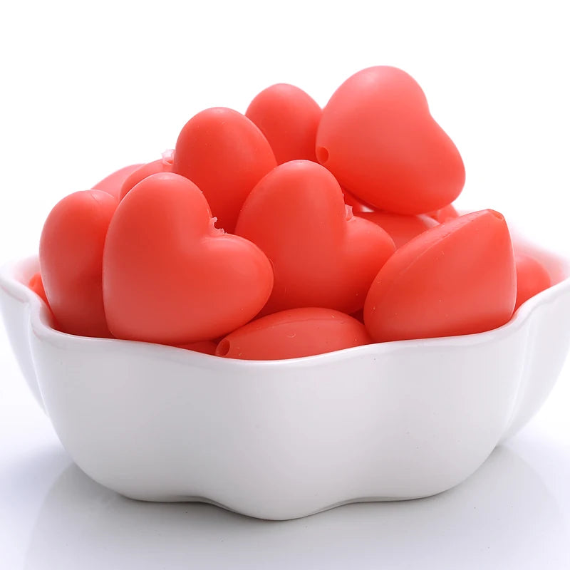 Heart Silicone Teether Beads