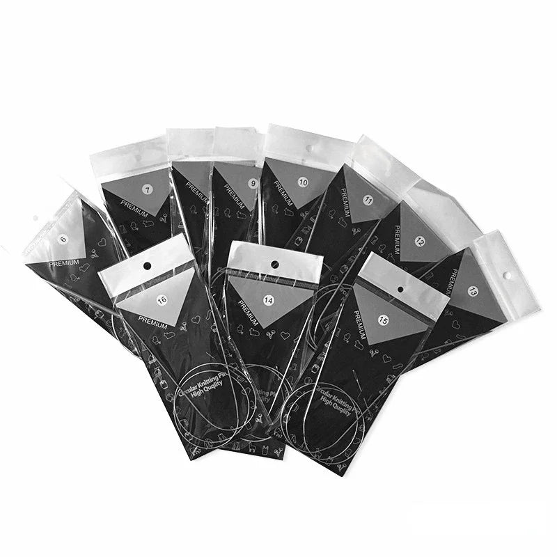 11-Piece Stainless Circular Knitting Needle Set – 80cm Crochet & Weaving Pins