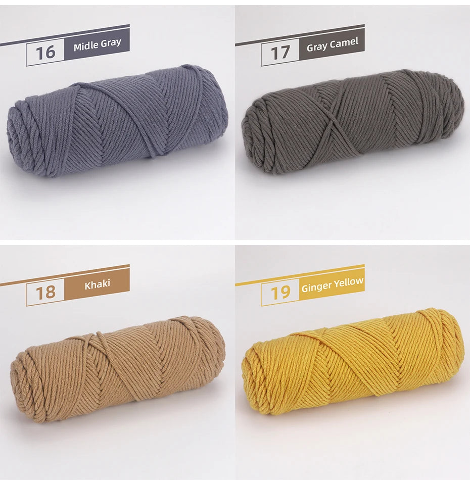 5pcs Cotton Select Thick Yarn – 500g Light Worsted Knitting & Crochet Wool