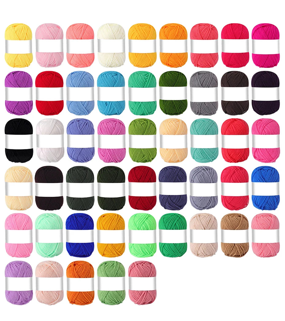 4 Ply Milk Cotton Yarn Set – 25/50pcs Soft Knitting & Crochet Threads