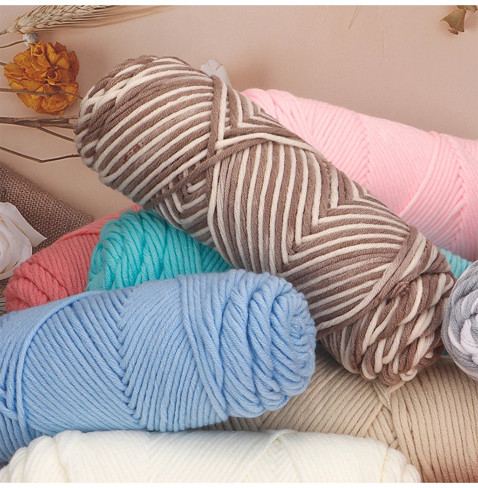 5pcs Cotton Select Thick Yarn – 500g Light Worsted Knitting & Crochet Wool