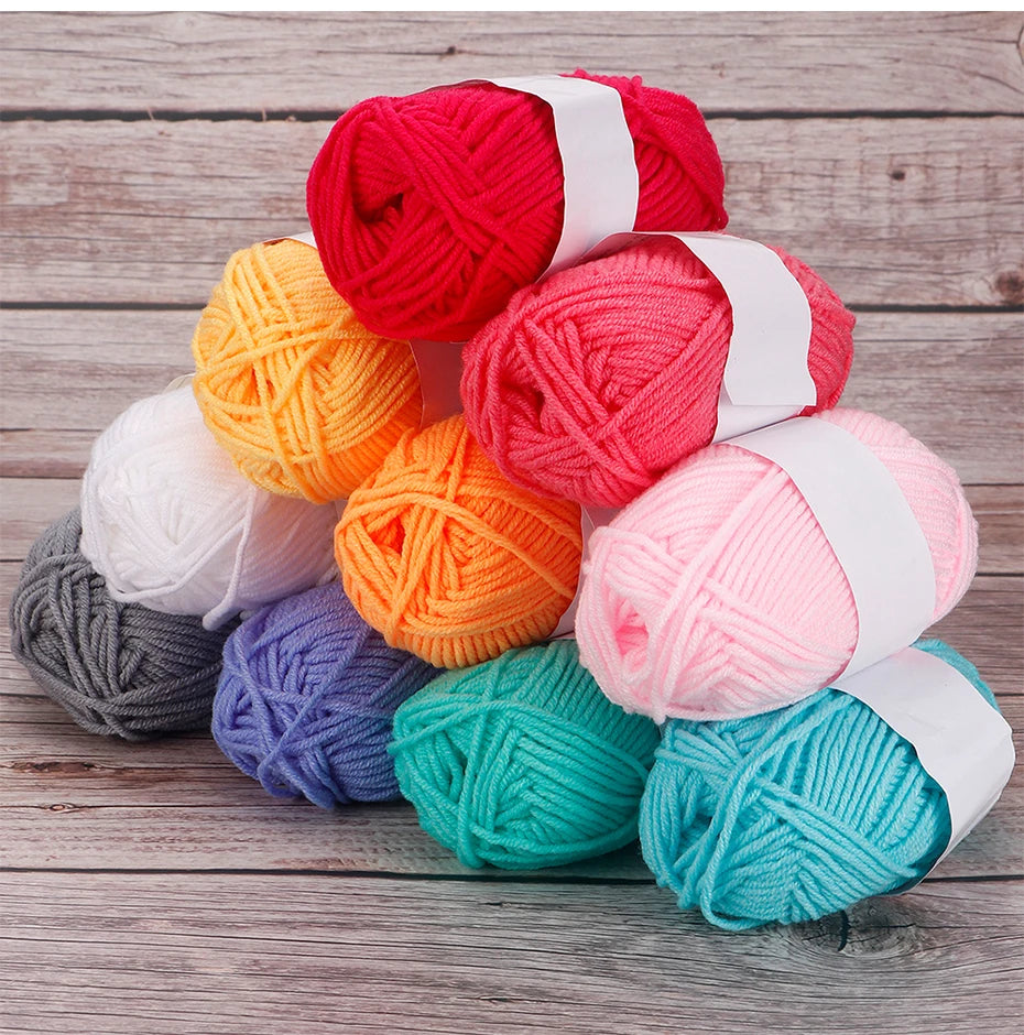 4 Ply Milk Cotton Yarn Set – 25/50pcs Soft Knitting & Crochet Threads