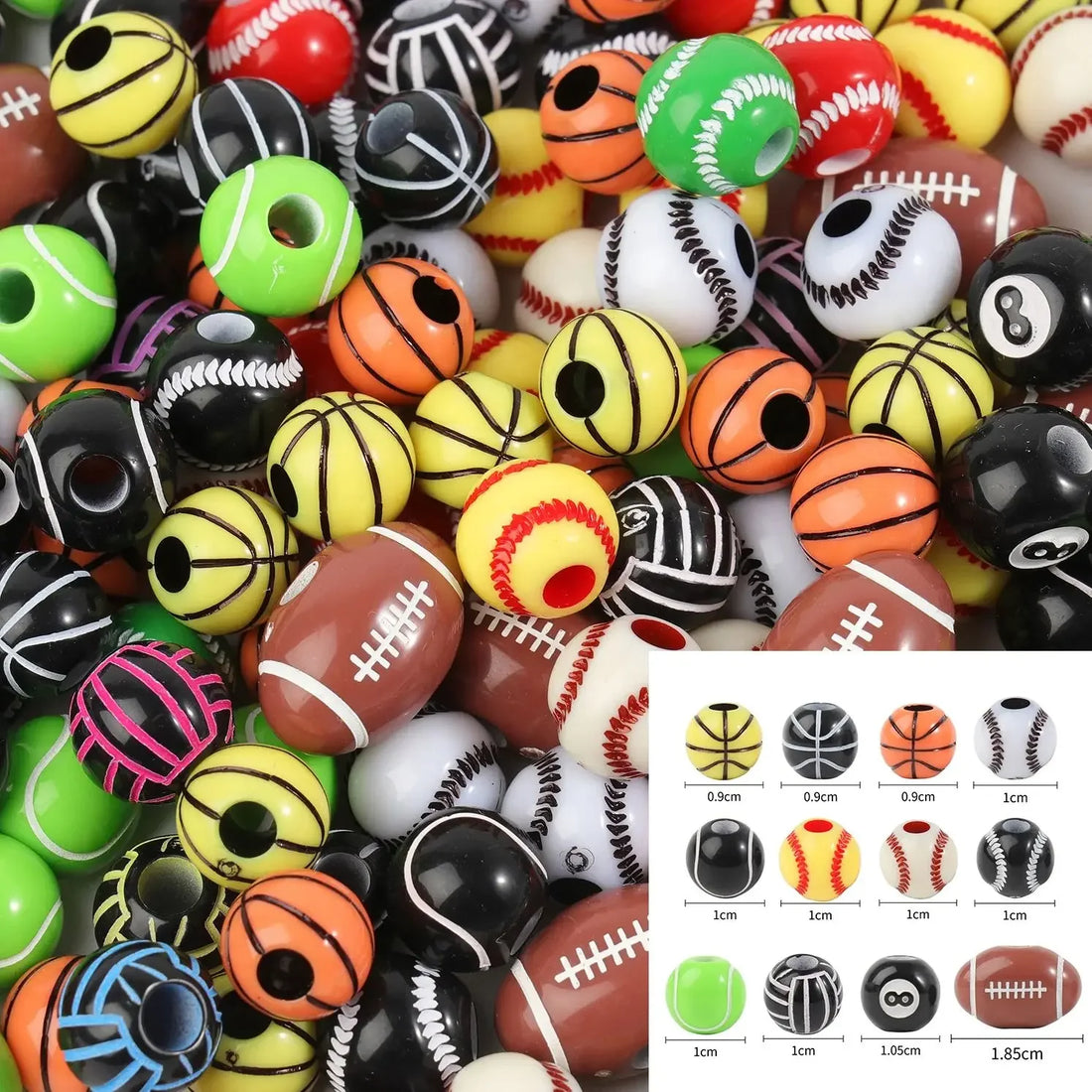 Sports Acrylic Beads – 20/50pcs Basketball