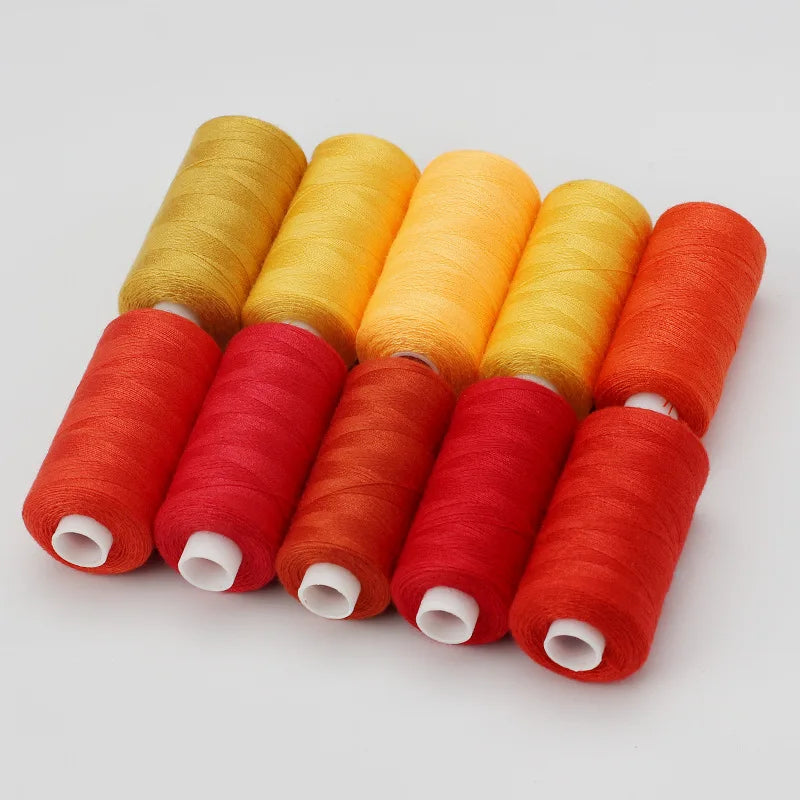 10-Color Polyester Sewing Thread Set – 400 Yards per Spool