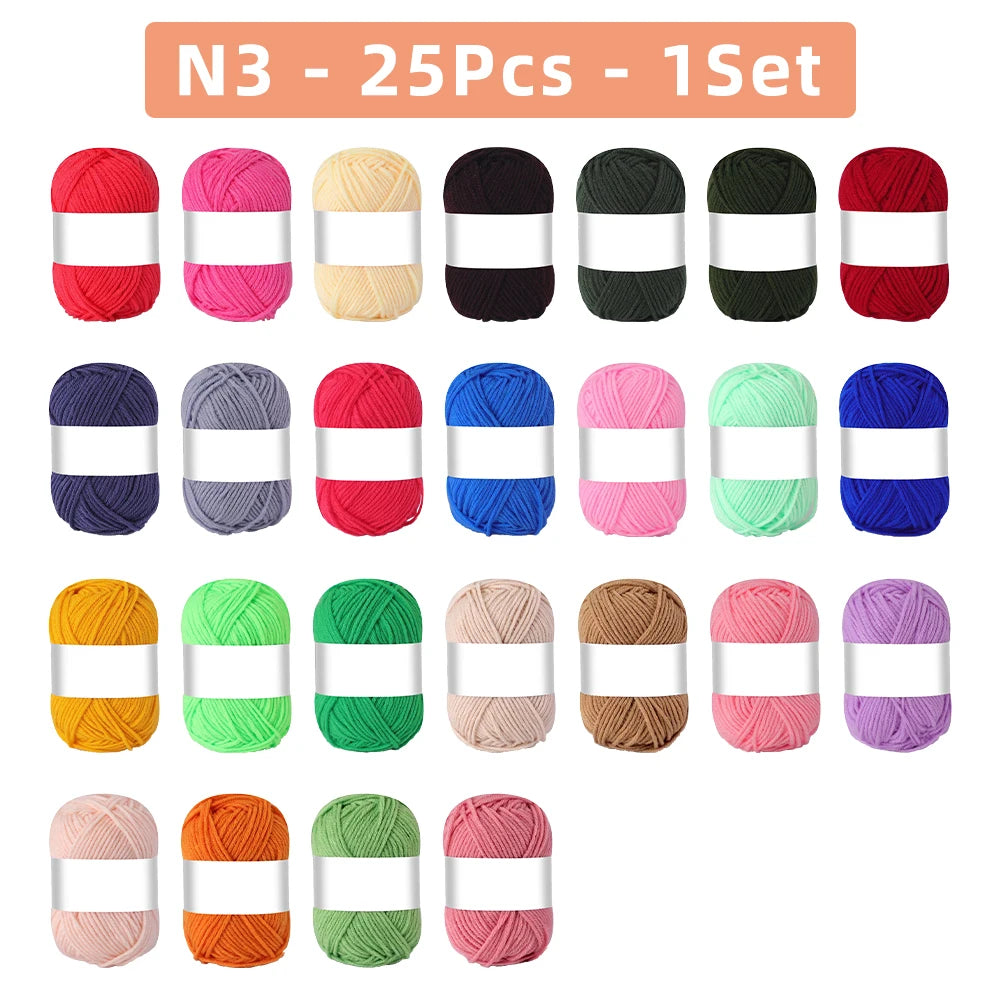 4 Ply Milk Cotton Yarn Set – 25/50pcs Soft Knitting & Crochet Threads