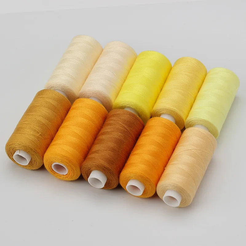 10-Color Polyester Sewing Thread Set – 400 Yards per Spool