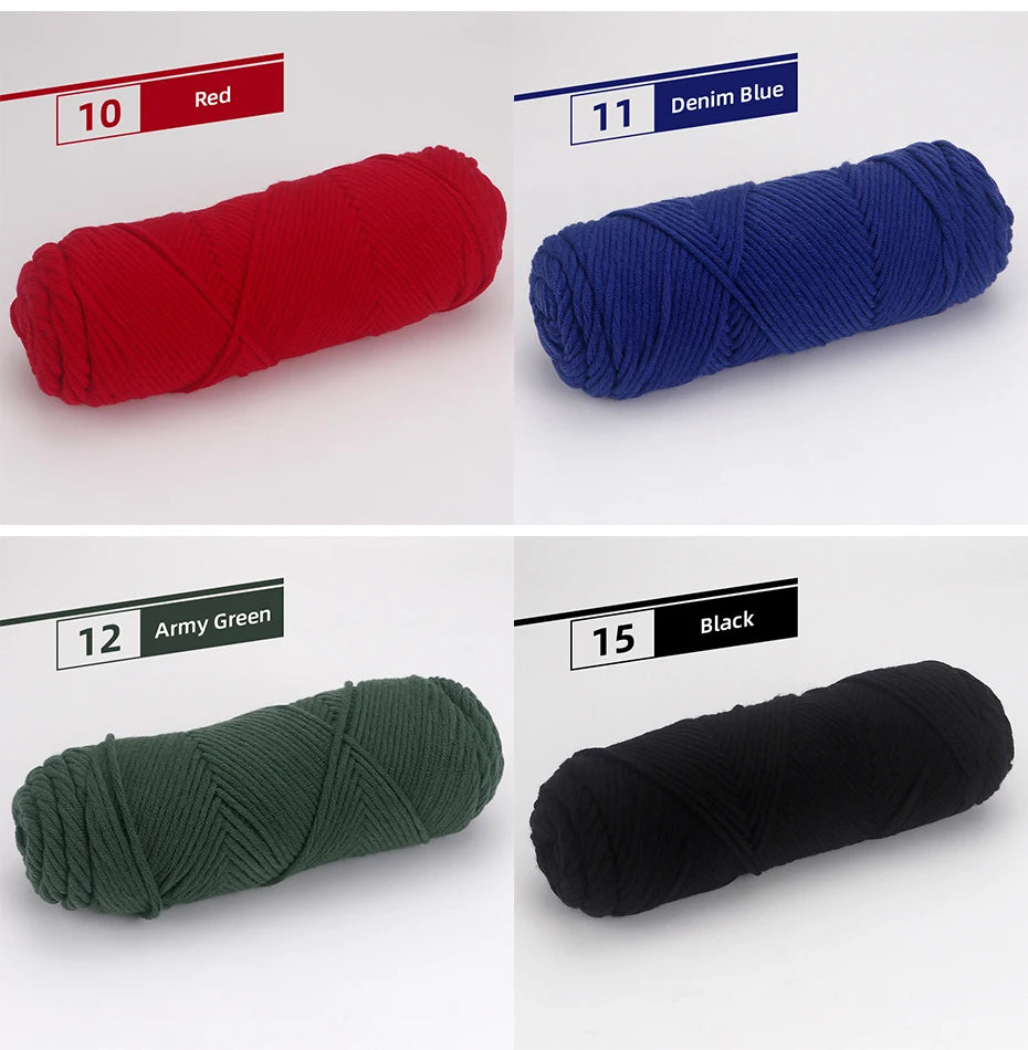 5pcs Cotton Select Thick Yarn – 500g Light Worsted Knitting & Crochet Wool