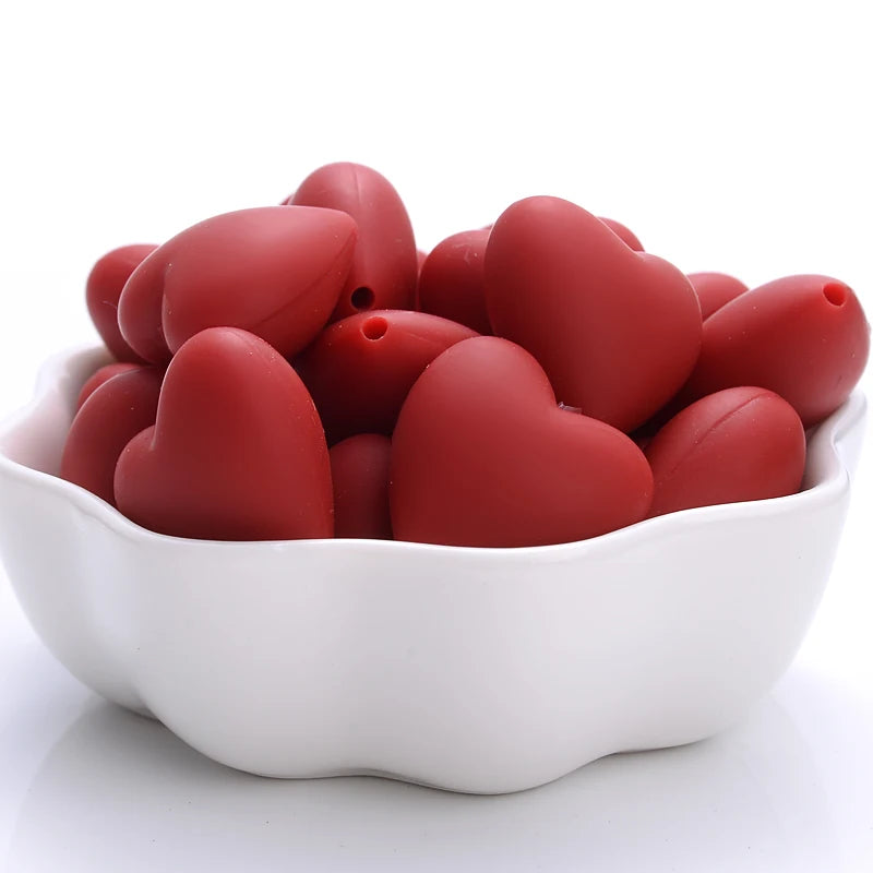 Heart Silicone Teether Beads