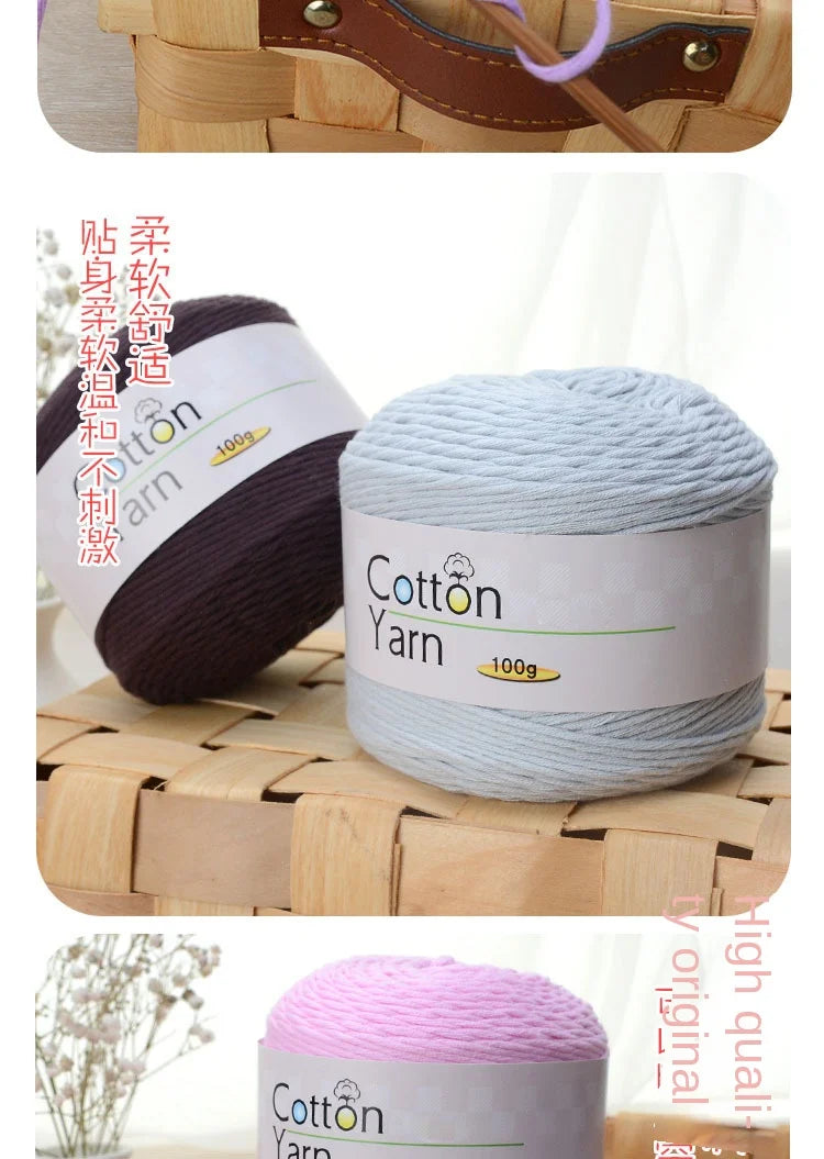 100g 100% Cotton Hand Knitting Yarn – Soft Crochet Thread