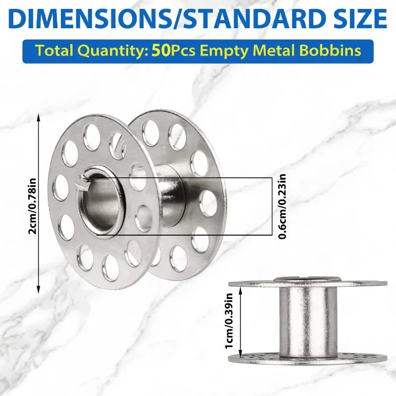 Metal Sewing Machine Bobbins – Stainless Steel Empty Spools for Thread