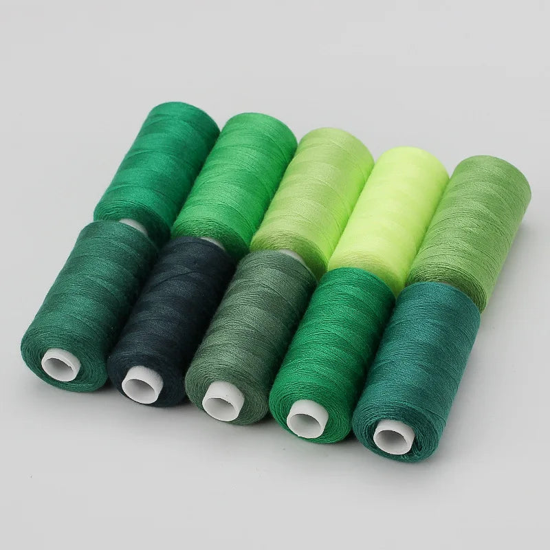 10-Color Polyester Sewing Thread Set – 400 Yards per Spool