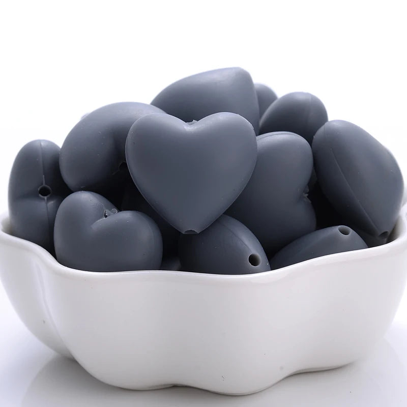 Heart Silicone Teether Beads