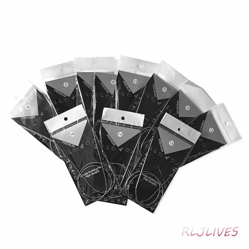 11-Piece Stainless Circular Knitting Needle Set – 80cm Crochet & Weaving Pins