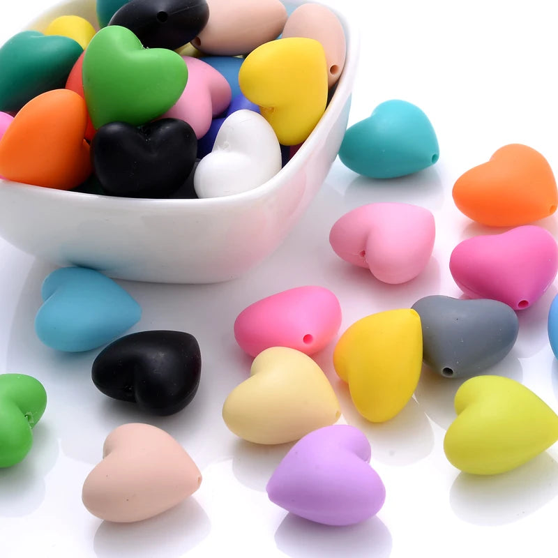 Heart Silicone Teether Beads