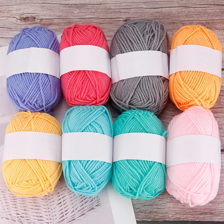 4 Ply Milk Cotton Yarn Set – 25/50pcs Soft Knitting & Crochet Threads