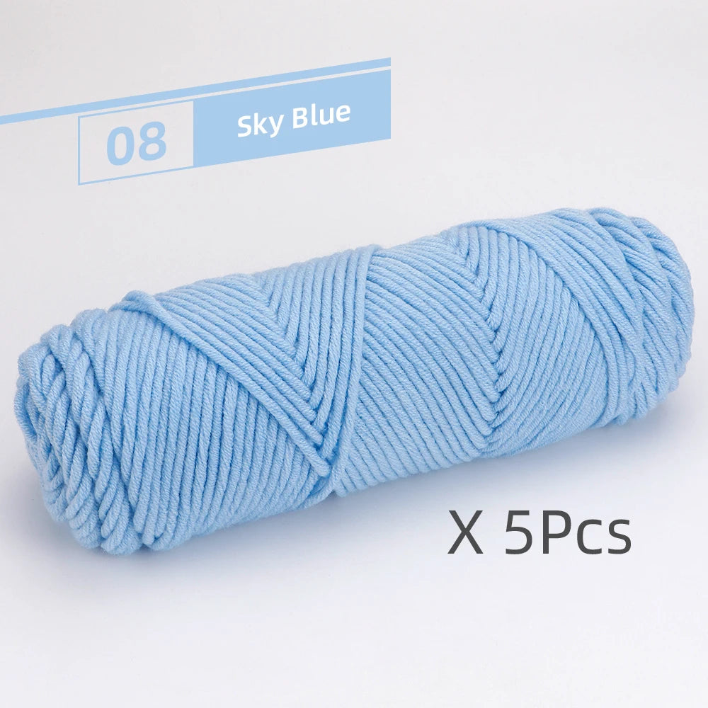 5pcs Cotton Select Thick Yarn – 500g Light Worsted Knitting & Crochet Wool