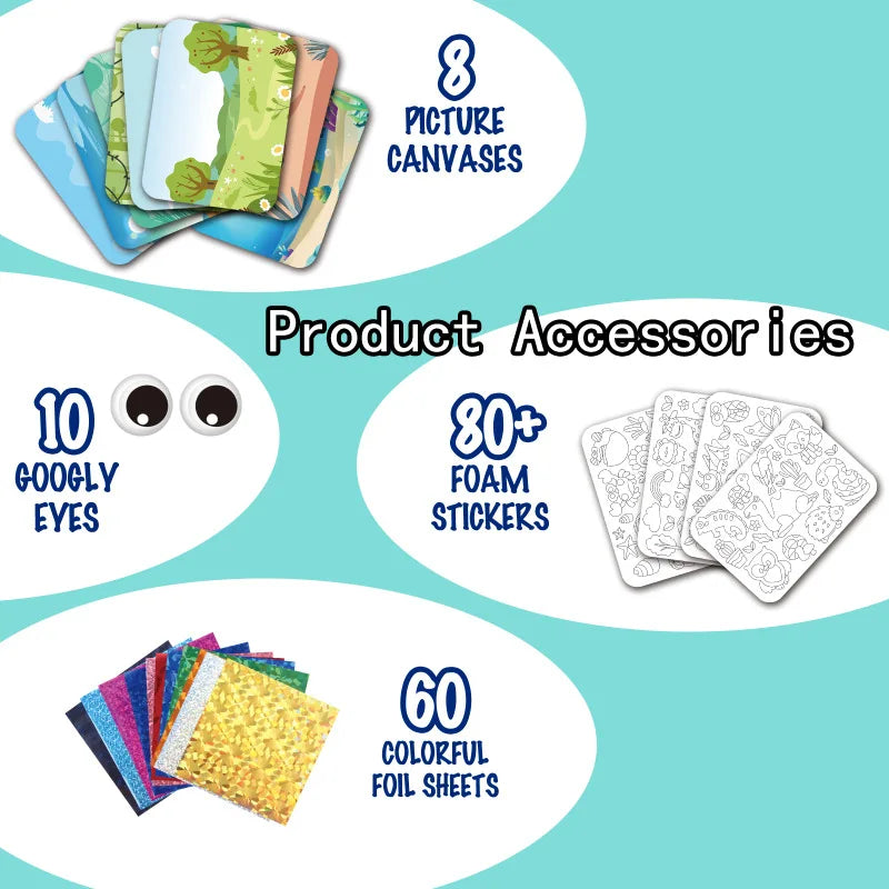 Foil Art Craft Kit for Kids – Mess-Free Coloring & Foam Stickers