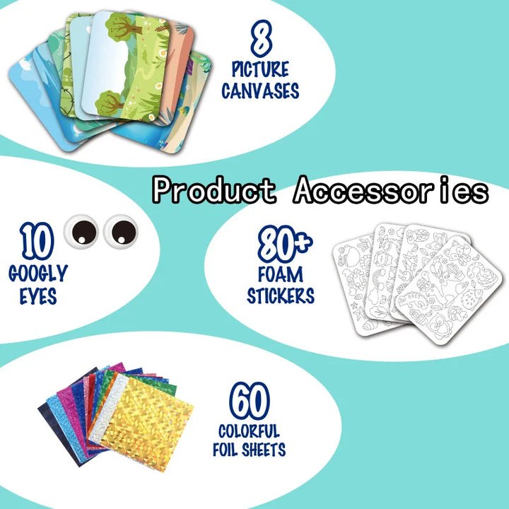 Foil Art Craft Kit for Kids – Mess-Free Coloring & Foam Stickers