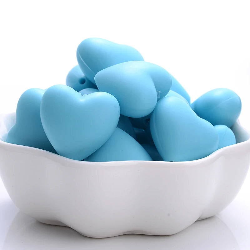 Heart Silicone Teether Beads
