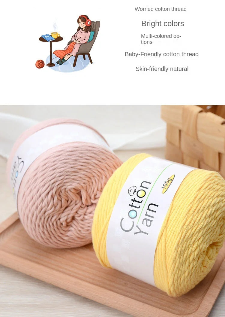 100g 100% Cotton Hand Knitting Yarn – Soft Crochet Thread