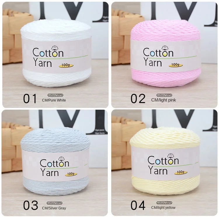 100g 100% Cotton Hand Knitting Yarn – Soft Crochet Thread