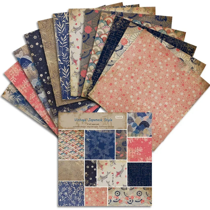 24-Sheet Vintage Japanese Craft Paper Pad – Origami & Scrapbooking