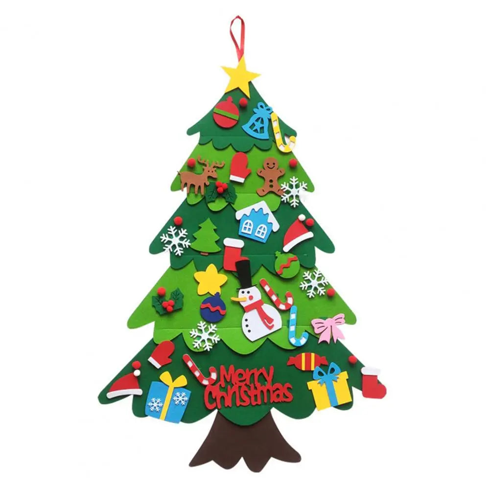 Felt Christmas Tree Set for Kids – Montessori Holiday Craft with Ornaments & Lights