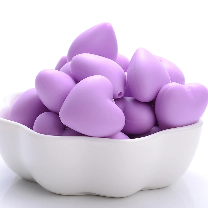 Heart Silicone Teether Beads