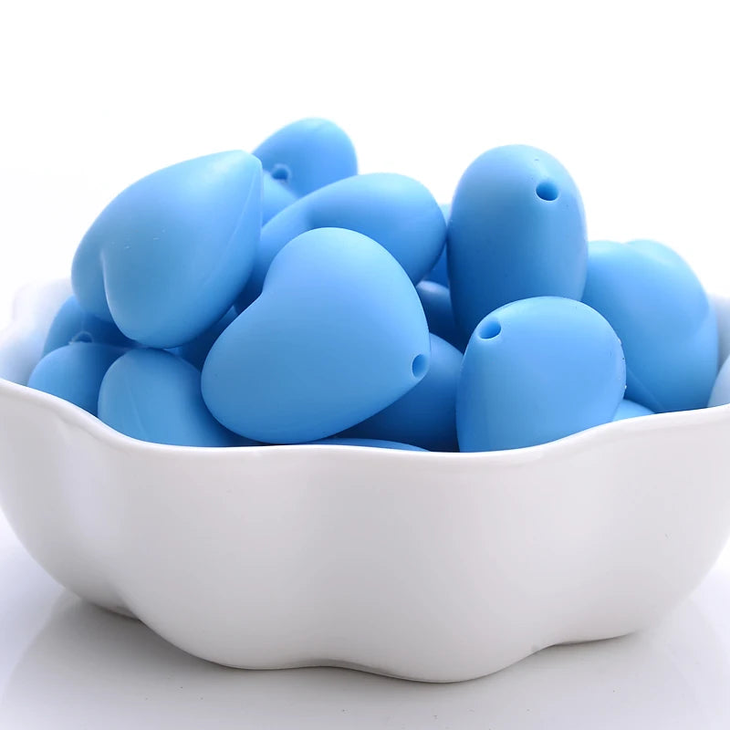 Heart Silicone Teether Beads