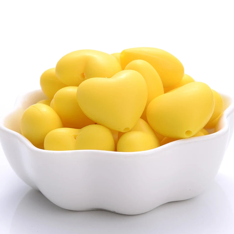 Heart Silicone Teether Beads
