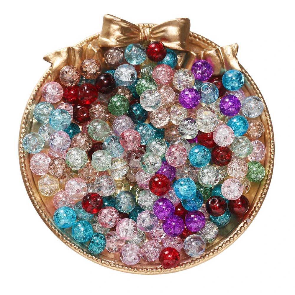 8mm Glass Crackle Beads – 50/100pcs DIY Jewelry Making Accessories