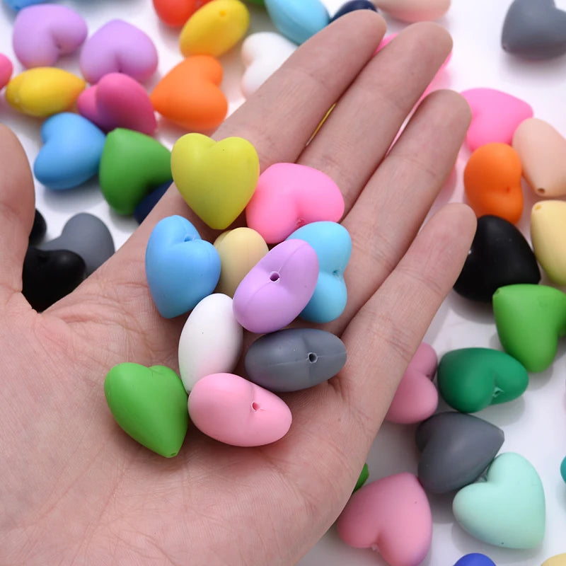 Heart Silicone Teether Beads