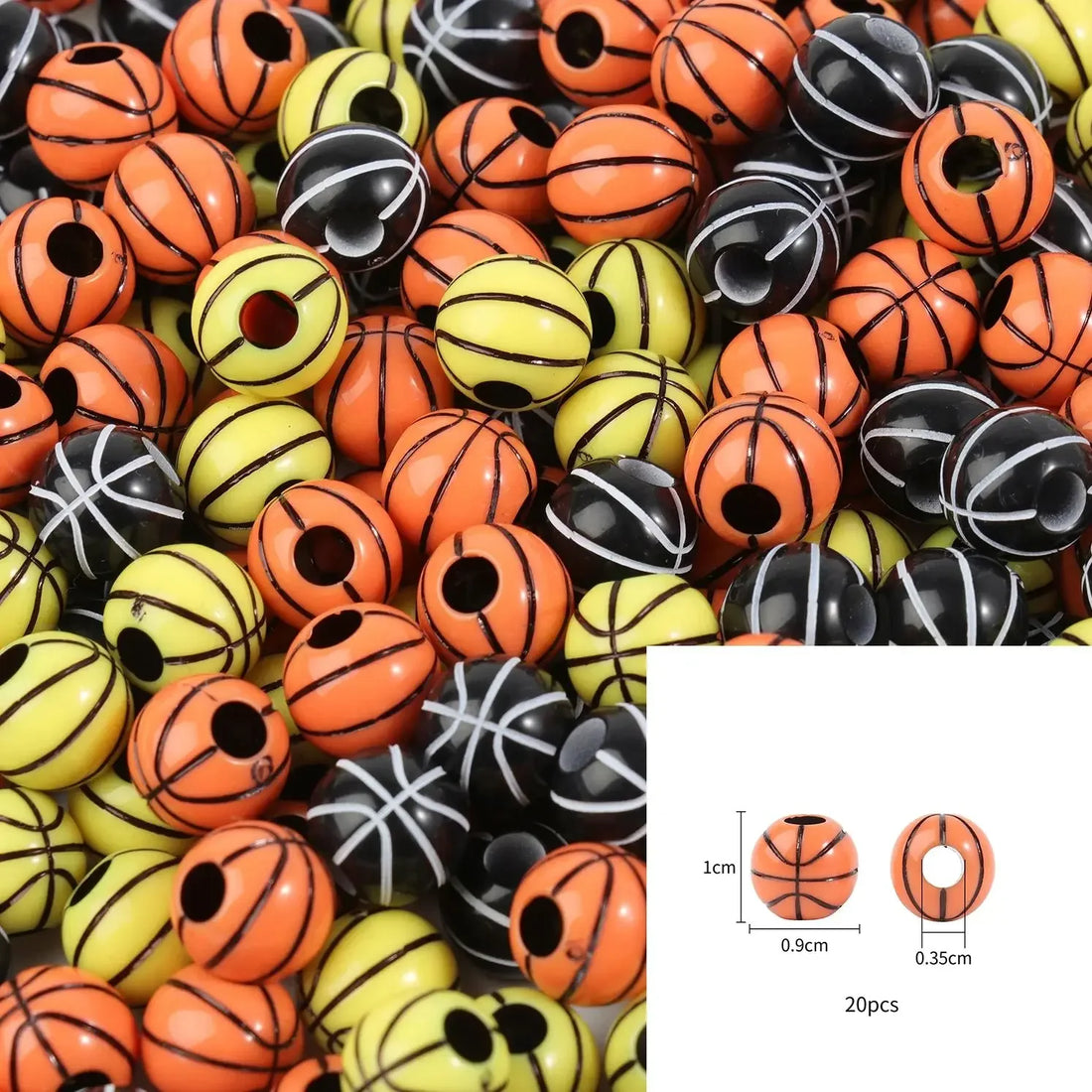 Sports Acrylic Beads – 20/50pcs Basketball