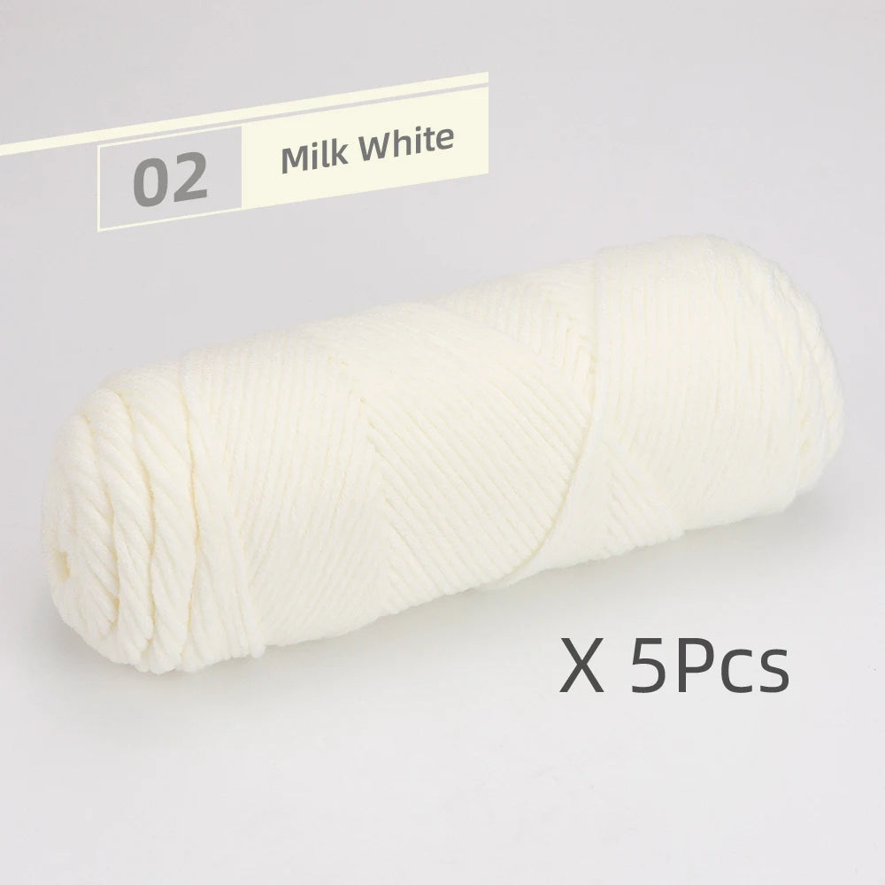 5pcs Cotton Select Thick Yarn – 500g Light Worsted Knitting & Crochet Wool