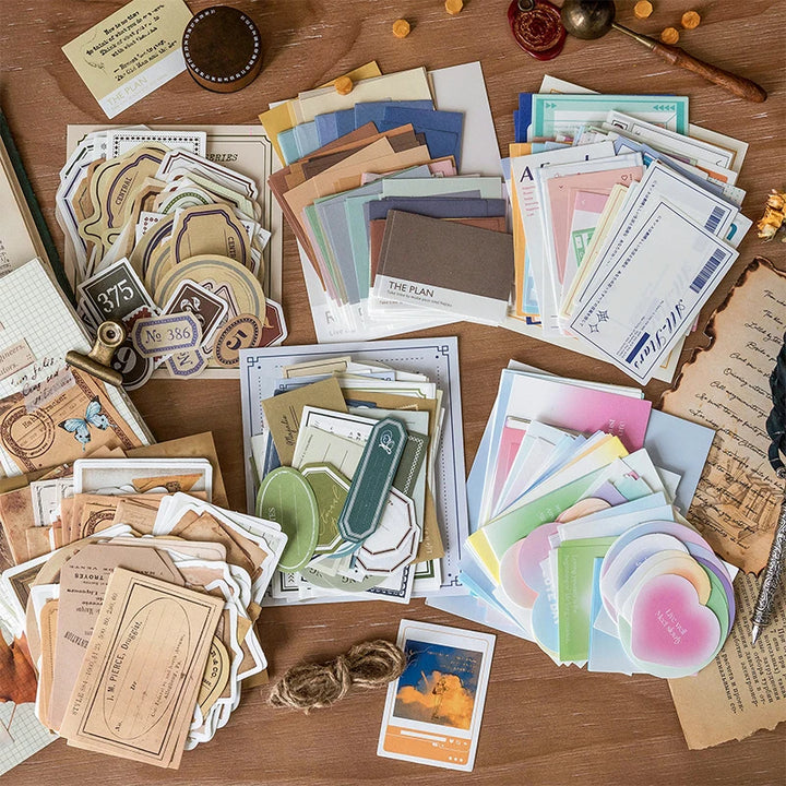 100pcs Vintage Decorative Paper – DIY Scrapbooking & Journal Craft Supplies