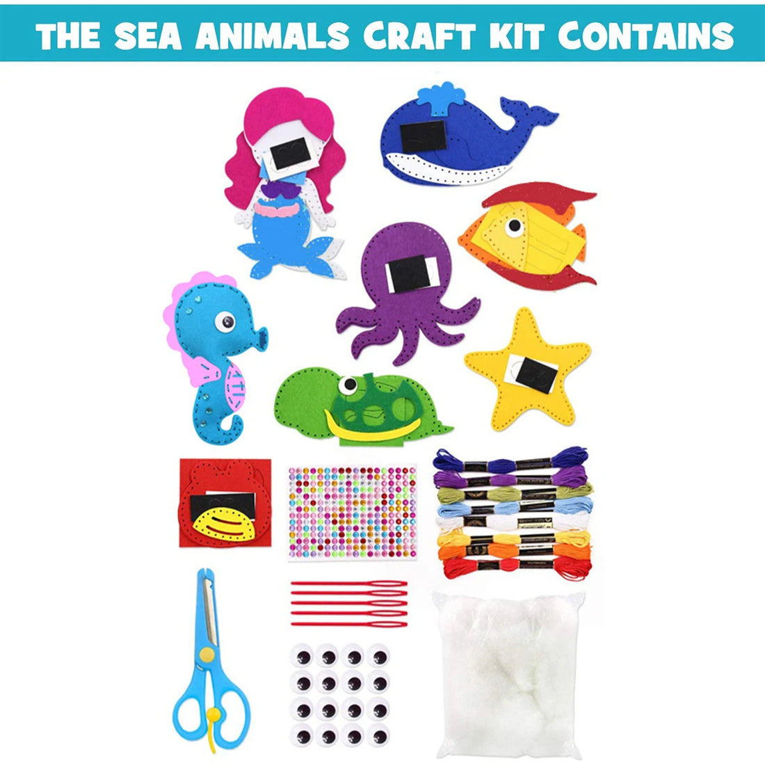 Sea Animals DIY Sewing Felt Plush Kit for Kids