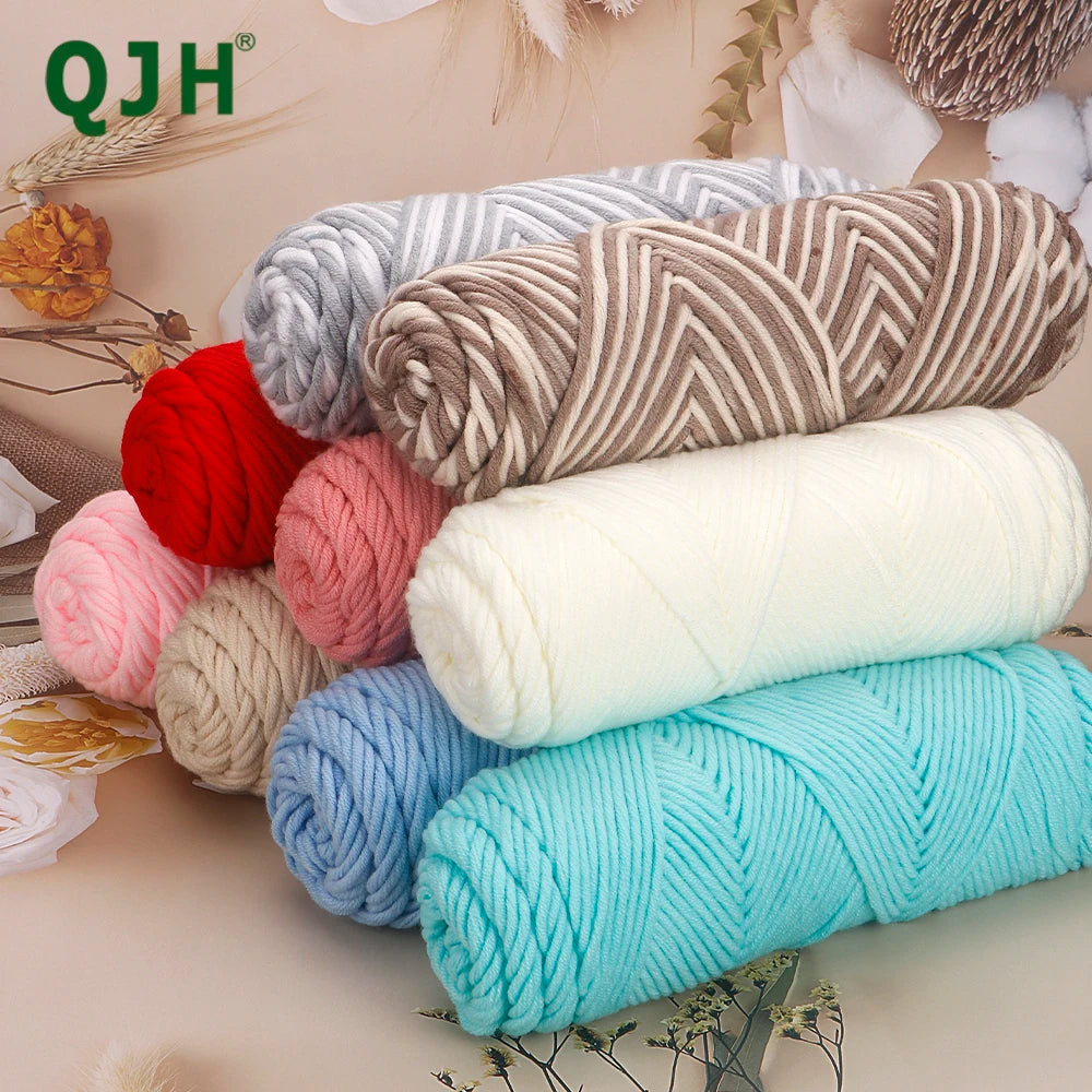 5pcs Cotton Select Thick Yarn – 500g Light Worsted Knitting & Crochet Wool