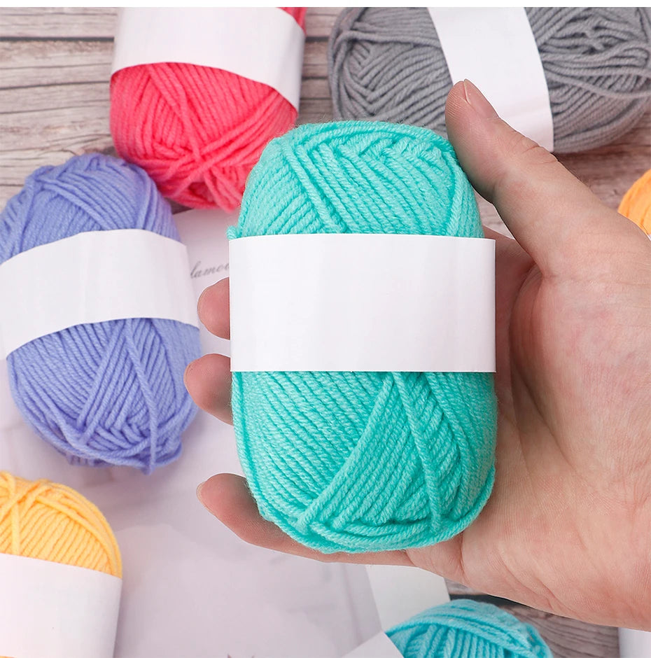 4 Ply Milk Cotton Yarn Set – 25/50pcs Soft Knitting & Crochet Threads