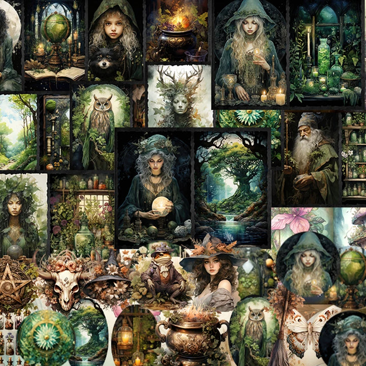 54pcs Magical Forest Paper & Sticker Set – DIY Journal & Craft Materials