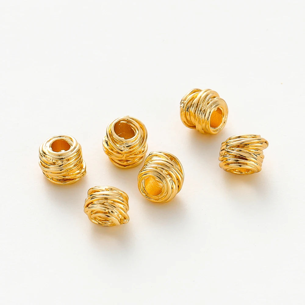 Gold Plated Brass Weaving Ball Beads