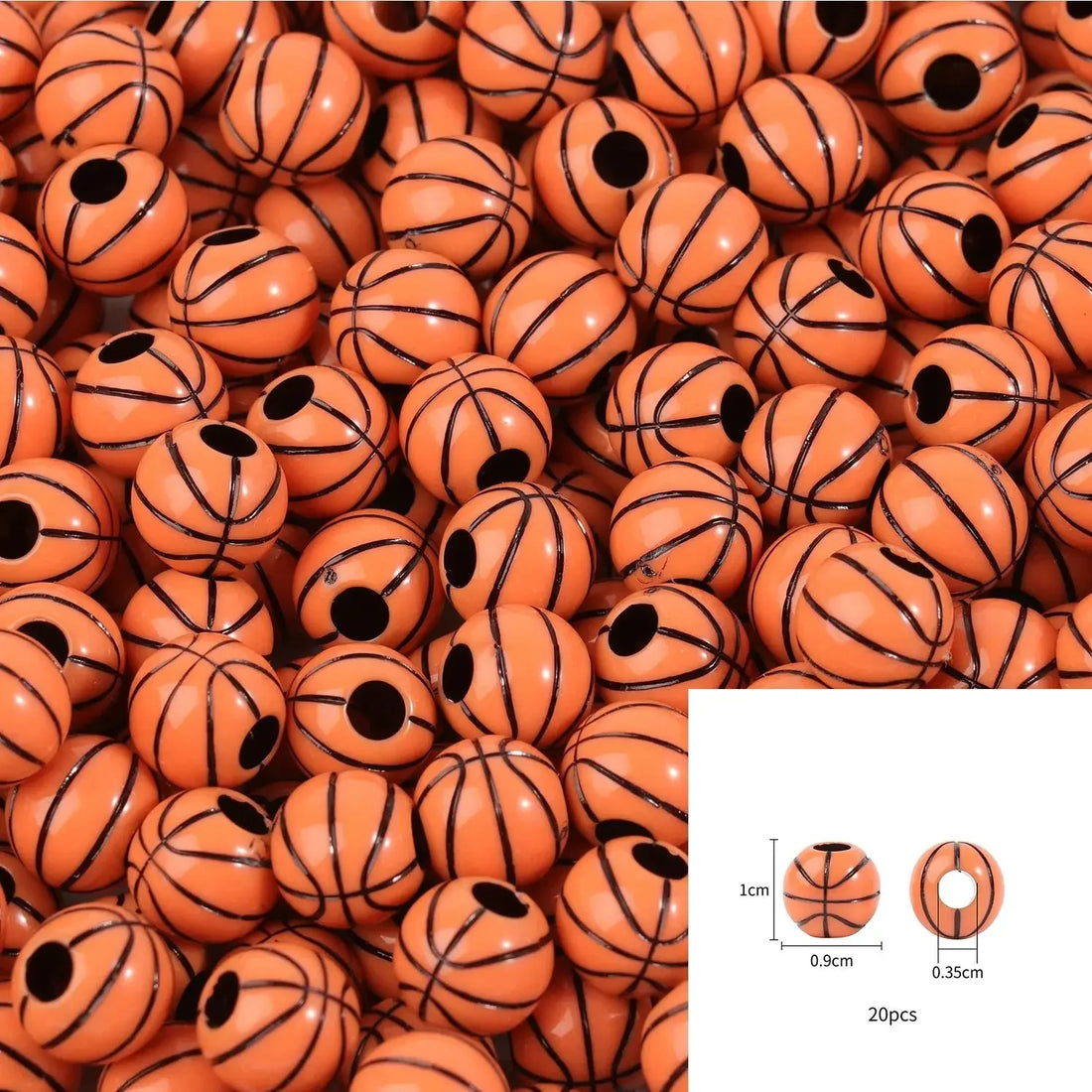 Sports Acrylic Beads – 20/50pcs Basketball